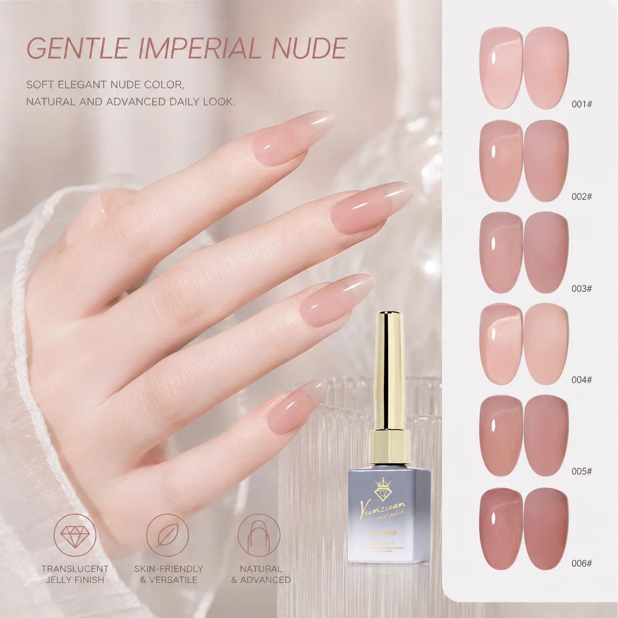6 Colors Sheer Nude Gel Polish 15ml Natural Pink Brown Jelly Nail Gel UV LED Soak Off High Gloss Manicure for Salon DIY