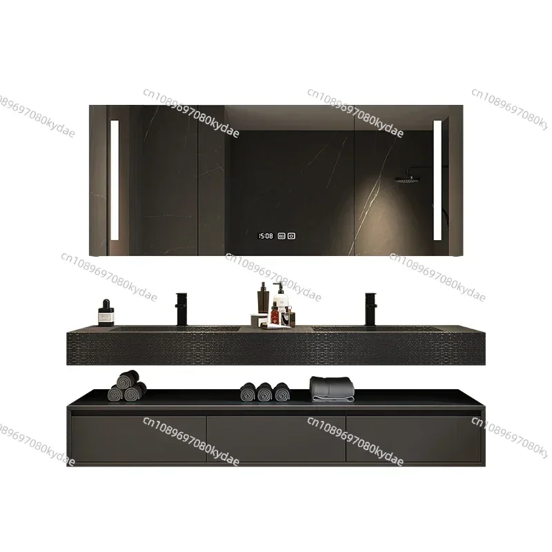 Light Luxury Rock Slab Integrated Basin Bathroom Cabinet Modern and Simple Bathroom Washbasin Sink Cabinet Washbasin