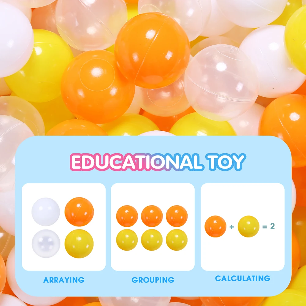 5.5cm 100 pçs bolas de plástico com saco líquido com laranja, amarelo, branco e claro para crianças bola poço e piscina brinquedos de água