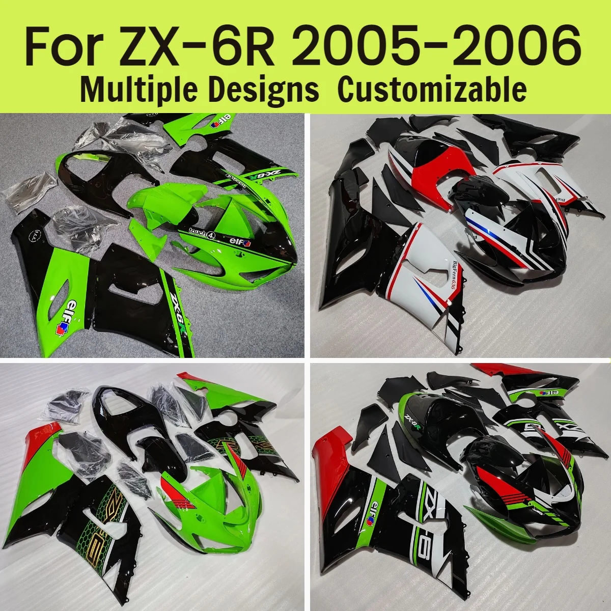 

For Kawasaki ZX6R 2005 2006 Motorcycle Fairings ZX-6R 05 06 Fairing Kit ABS Injection Bodywork Set Complete Parts