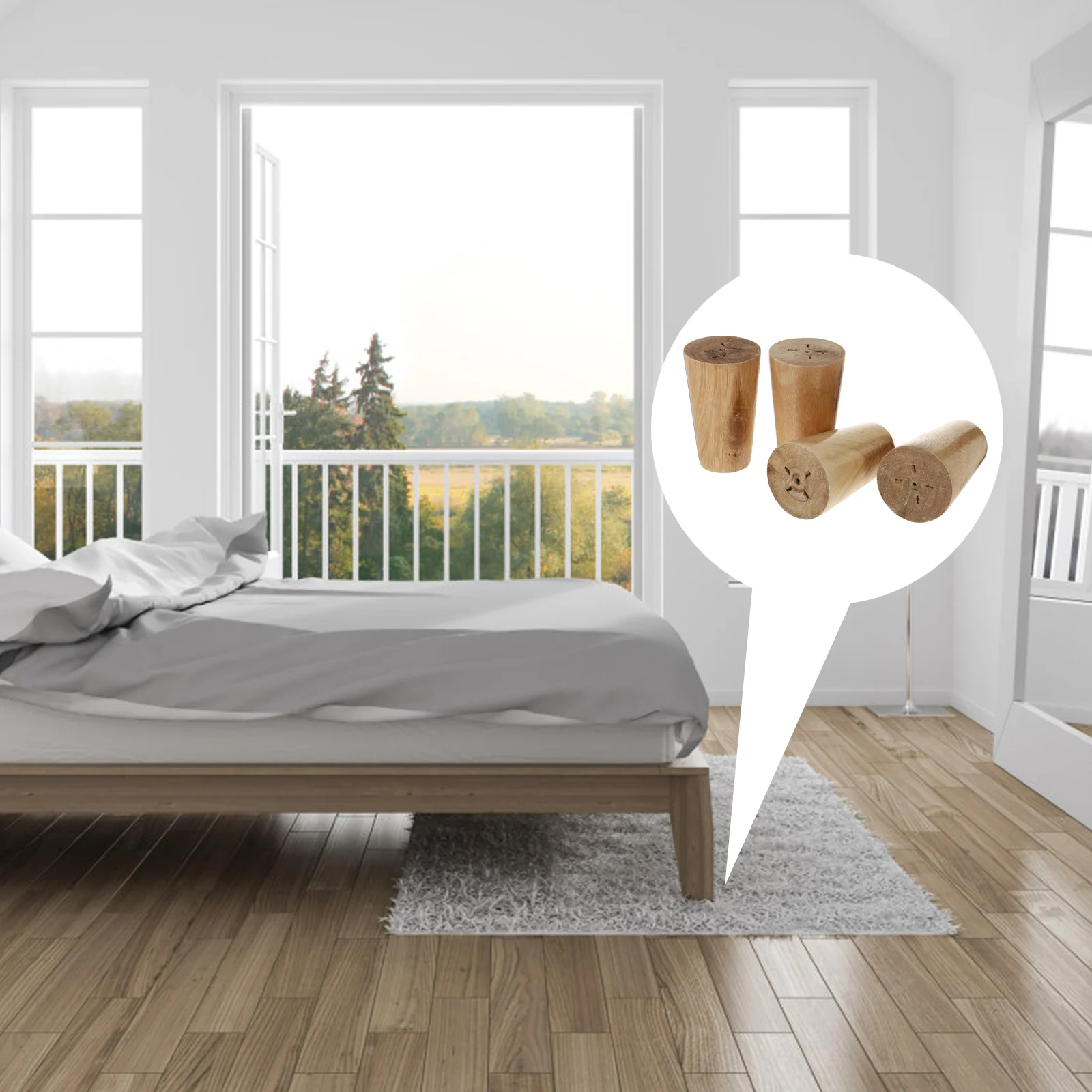 

4pcs Wooden Furniture Feet Natural Solid Bun Legs Floor Protection Pads Heavy Duty for Sofa Table Cabinet Chair Storage Space