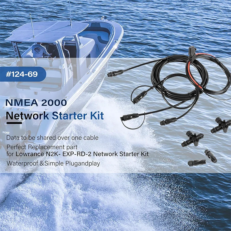 124-69 NMEA Network Starter Kit, NMEA 2000 Node Terminators, NMEA2000 Connection with T Connector, for Lowrance N2K- EXP-RD-2