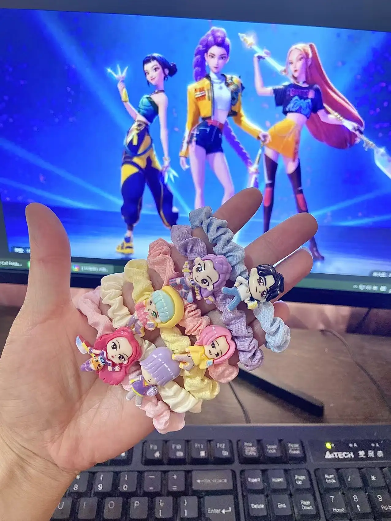 

6 Pcs Demon Hunter Cartoon Hair Ties Cute Anime Hair Ropes Set for Women, Kawaii Elastic Hair Circles Ponytail Holders Girls Bir