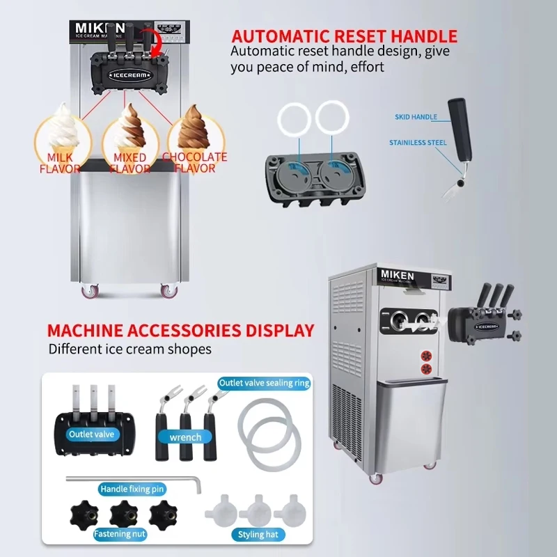 Mini Automatic Table Top Ice Cream Maker for Yogurt Milk Chocolate Soft Ice Cream 3 Flavors New Used Condition Small Price