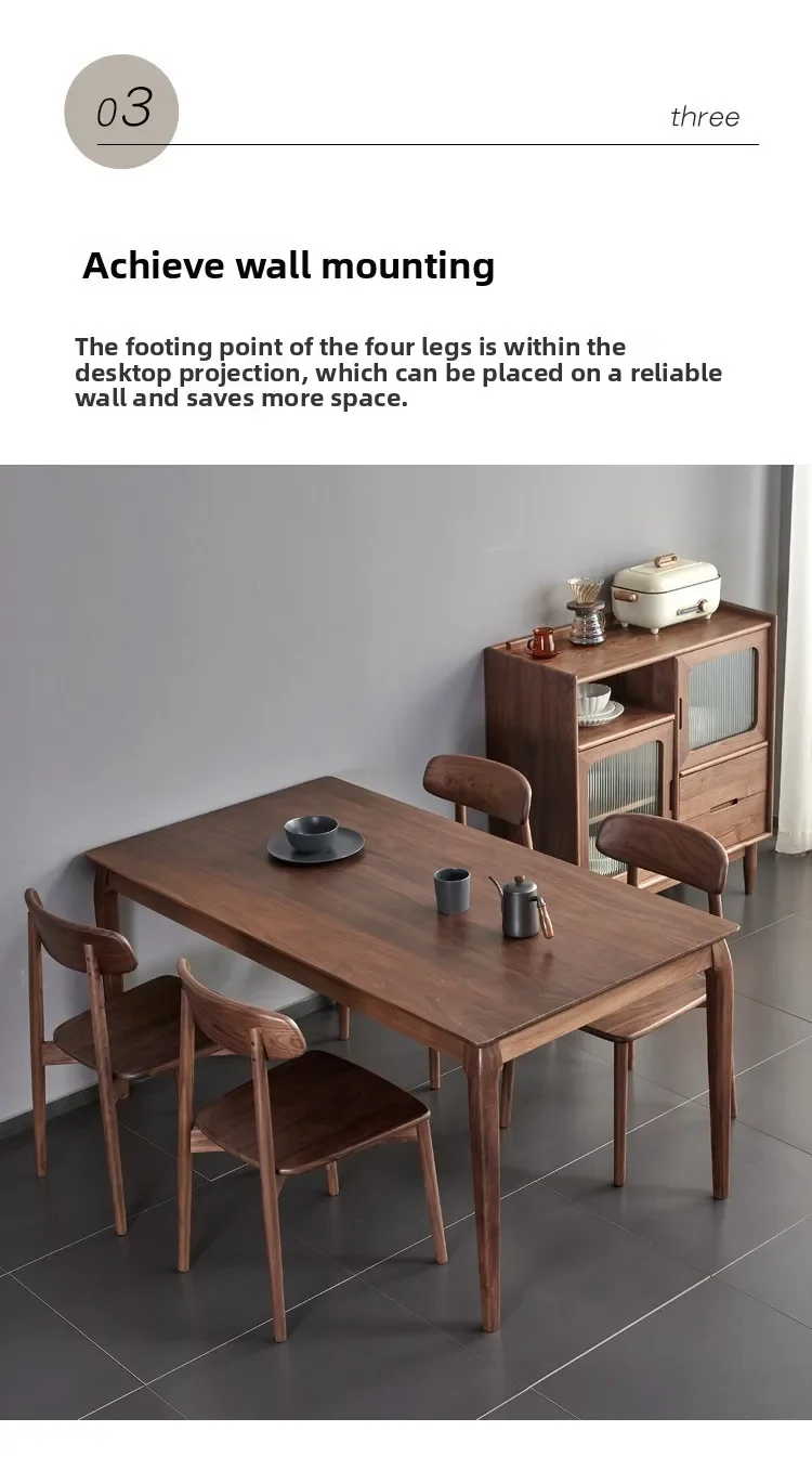 Nordic black walnut all solid wood dining table and chair combination modern simple conference table household rectangular desk