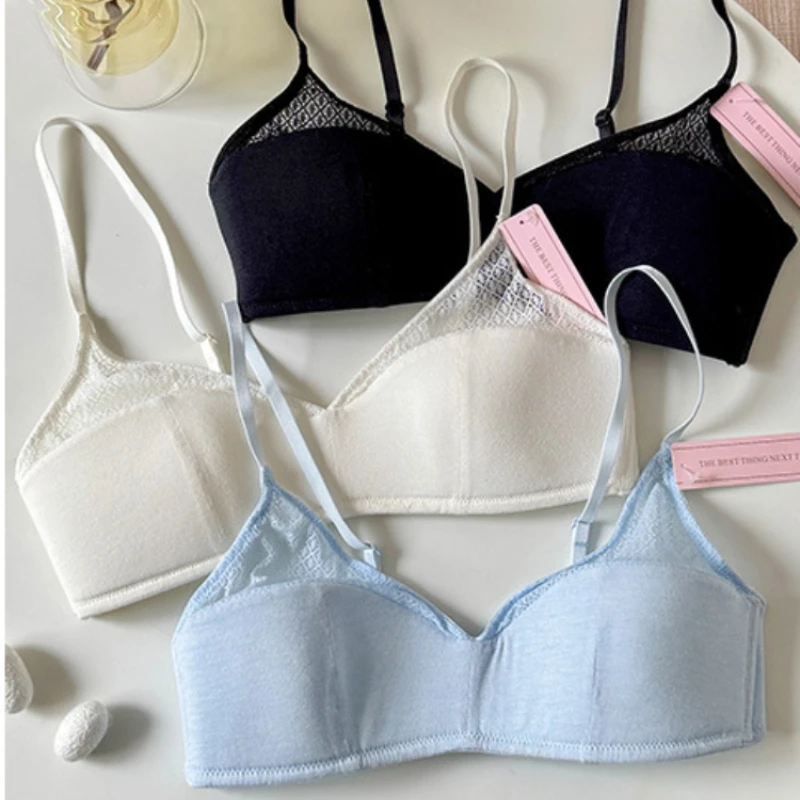 

Летний удобный и дышащий шелковый бесшовный бюстгальтер с полной чашкой, приятное для кожи нижнее белье, кружевное милое молодежное нижнее белье