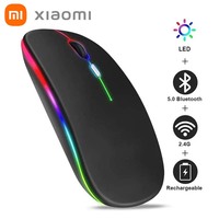 XIAOMI Bluetooth Mouse Rechargeable Dual Mode DPI Adjustable Silent Wireless Mouse Ergonomic LED Light Keyboard Household Office