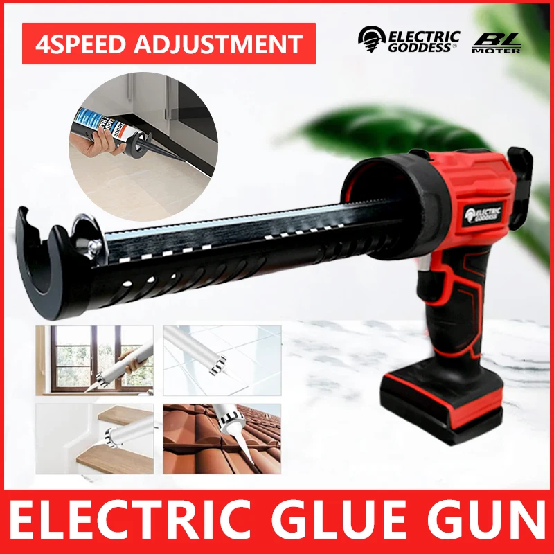 Electric Caulking Gun Kit for Makita 18V Li-ion Battery Cement Glass Adhesive Glue Seal Sealant Tool Glass Glue Gun with Scraper