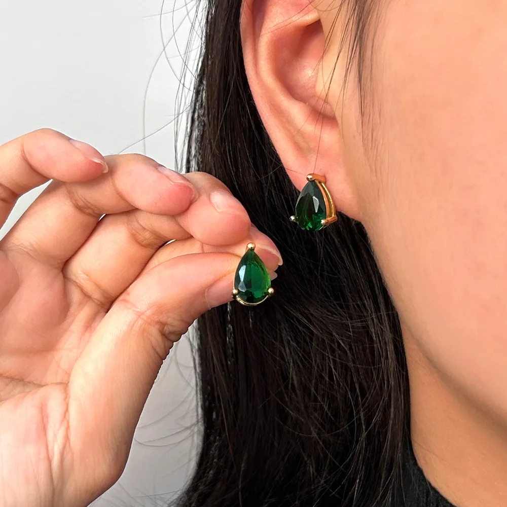 

Серьги-гвоздики DIY из нержавеющей стали с цирконом в форме капли, в стиле французского ретро, премиум-класса, с изысканным покрытием из 18-каратного золота, Spic