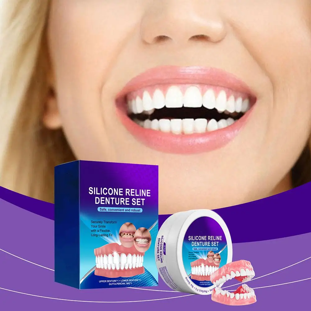 Upper And Lower False Teeth Cover Perfect Smile Veneers Comfort Denture Paste Braces For Double Row Of Teeth L4U4