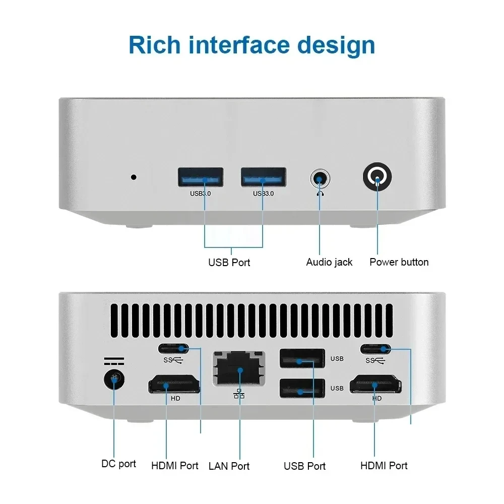 SZBOX W6 Mini PC Intel N3700 Windows 10 SO-DIMM RAM 8GB 128GB SSD RJ45 1000M LAN M.2 SATA3*2 Office Desktop Gaming Computer