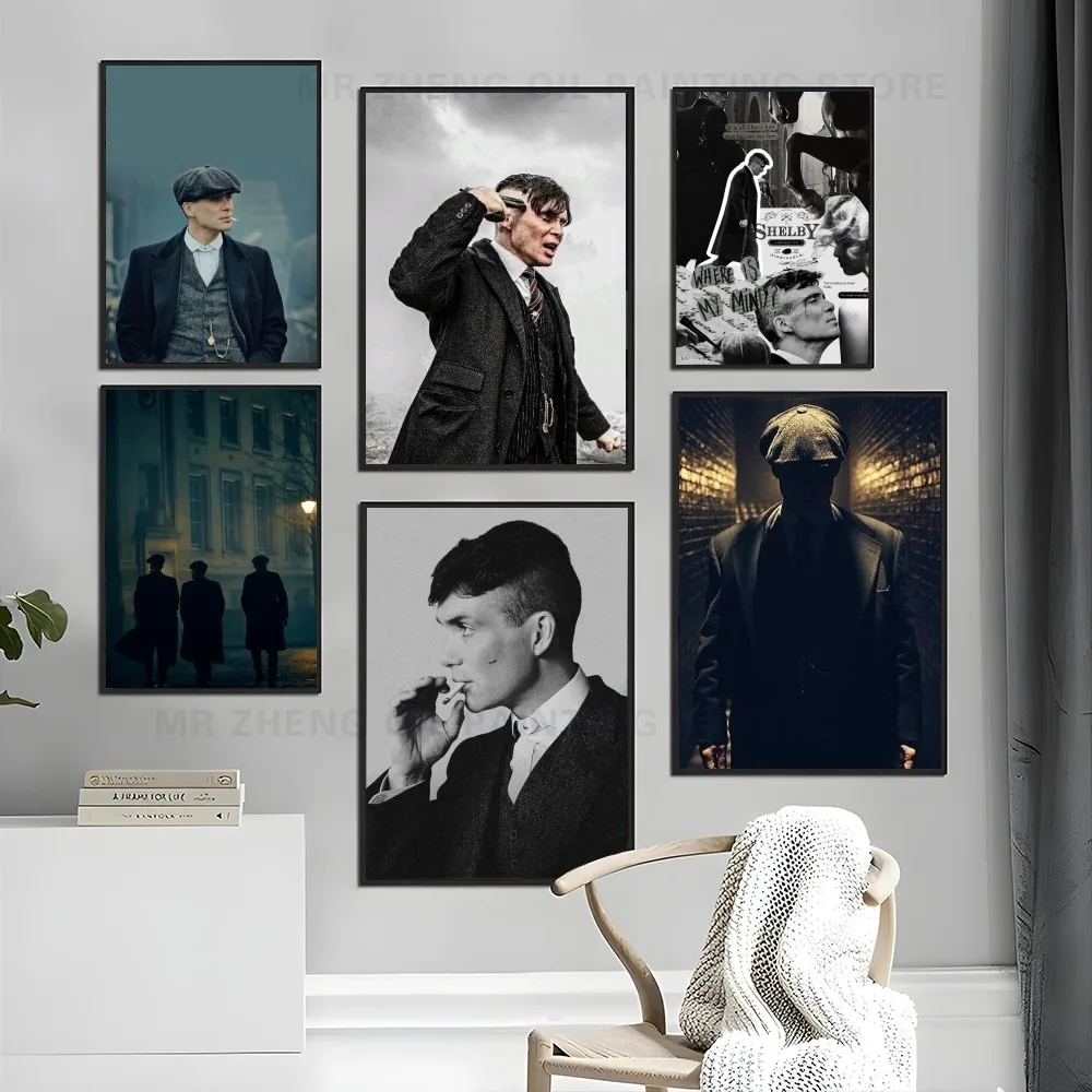 1PC Movie P-Peaky B-Blinders Poster Self-adhesive Art Waterproof Paper Sticker Coffee House Bar Room Wall Decor