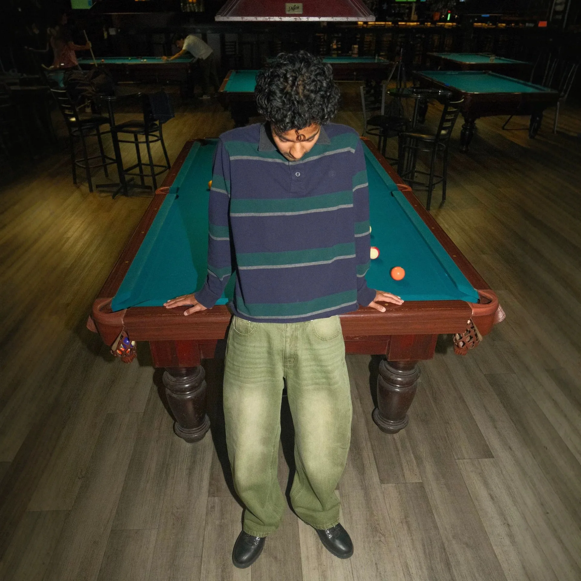 Y2K High Street Wind Army Green Gradual Change Jeans Men's Loose Washed Straight Denim Trousers
