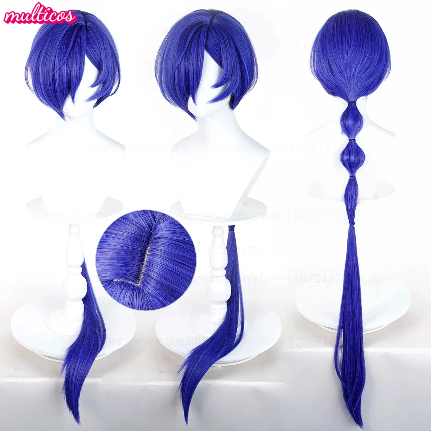 

High Quality ZZZ Promeia Cosplay Wig 120cm Long Blue Braided Heat Resistant Synthetic Hair Halloween Party Anime Wigs + Wig Cap