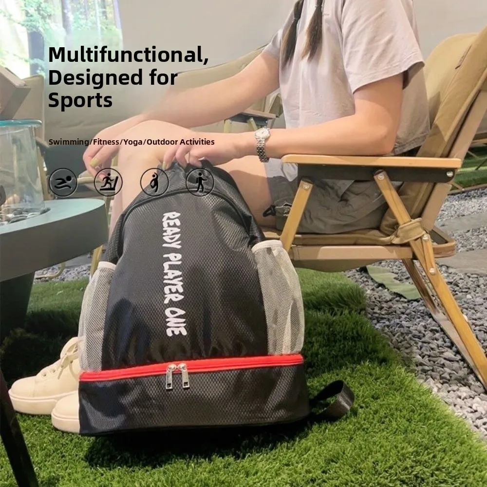 

Waterproof Swimming Backpack Shoe Pocket Large Capacity Sport Drawstring Bag Dry Wet Separation Lightweight Fitness Bag Beach