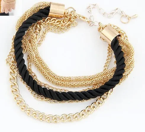 Bohemian Temperament Woven Gold Color Chain Braided Rope Multilayer Bracelet Women Jewelry Accessories 2020