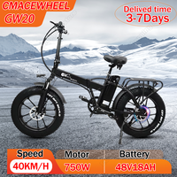 CMACEWHEEL GW20 Electric Bike 750W Motor 48V18AH Lithium Battery Mountain Electric Bicycle 20*4.0 Inch Tire Adult City E-bike
