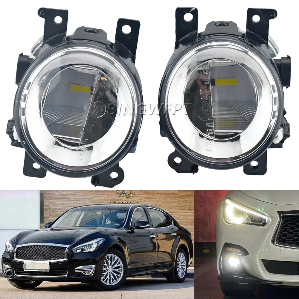 

2 Pieces For Infiniti Q50 Q50L Q70 Q70L QX50 QX60 QX80 Car Front Bumper Fog Light Assembly LED Lens Fog Lamp DRL