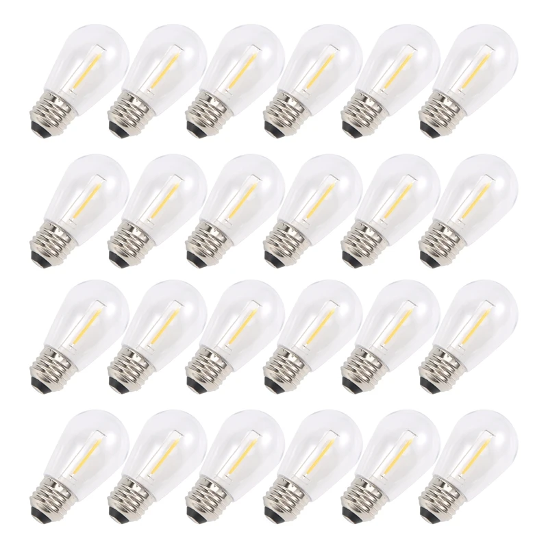 

A31Z-24 Pack 3V LED S14 Replacement Light Bulbs, Shatterproof Outdoor Solar String Light Bulbs, Warm White