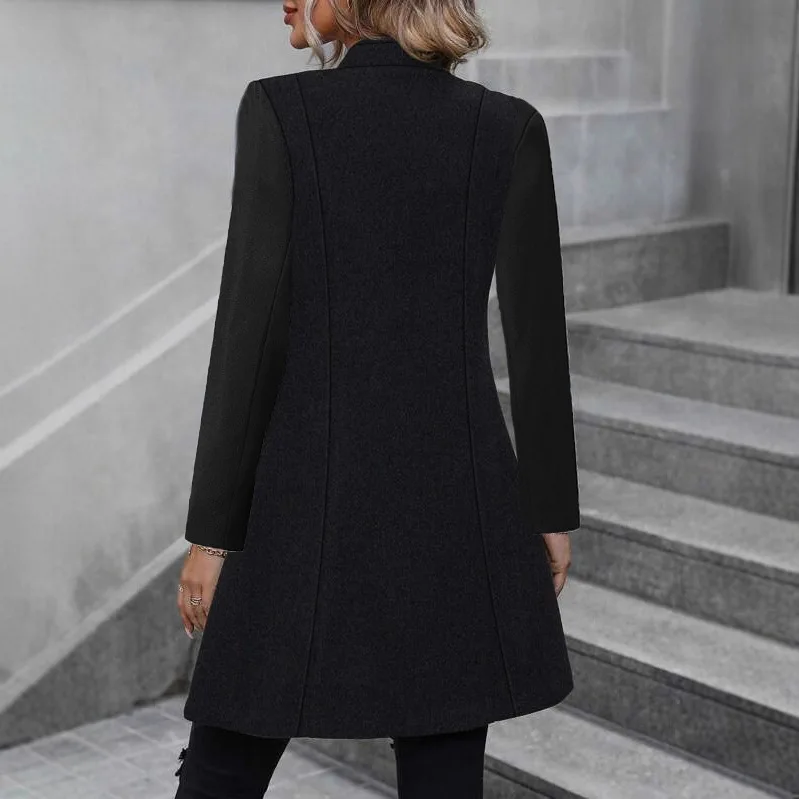 Women Wool Mid Length Coats Jackets Blends Coat Thick Warm Y2k Streetwear Jacket Work Slim Fit Outerwear Autumn Winter 2025