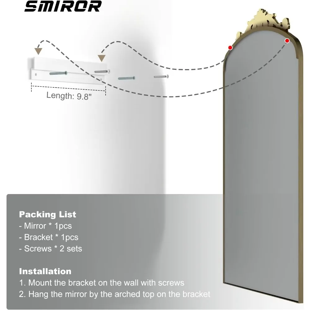Золотые арочные зеркала в полный рост 71x32, зеркала в стиле ретро в стиле барокко для стен и декоративные напольные зеркала для ухода за волосами