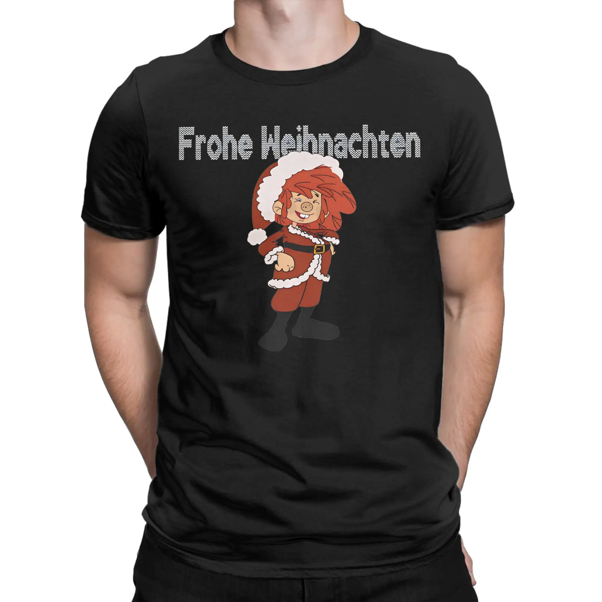 Pumuckl Christmas German Cartoon T-Shirts Men Cute Elf Novelty  Cotton Tee Shirt Round Collar Short Sleeve T Shirt Graphic Tops