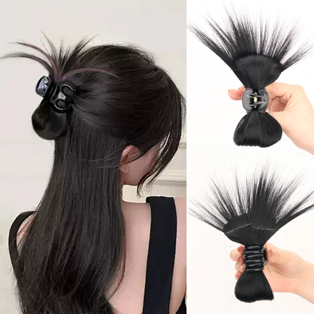 

Synthetic Chicken Nest Head Hairpiece Spicy Girl Ball Head Chicken Feather Shuttlecock Fountain High Horse Tail Hair Extension