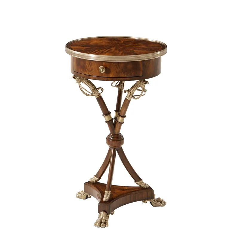 

English wood grain parquet edge, neoclassical copper flower stand, mahogany carving, European court furniture