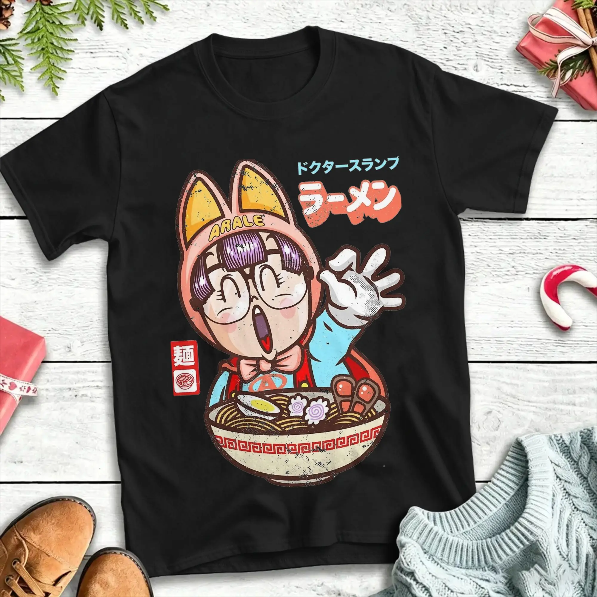 Arale Anime Cute T Shirt 100% Cotton Novelty T-Shirts Round Collar Dr Slump Tee Shirt Short Sleeve Clothes Birthday Present