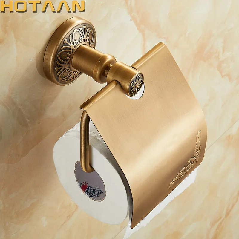 

.,Solid AluminiumToilet Paper Holder Antique Brass Color Tissue Roll Paper Box Classic Bathroom Accessories YT-14292