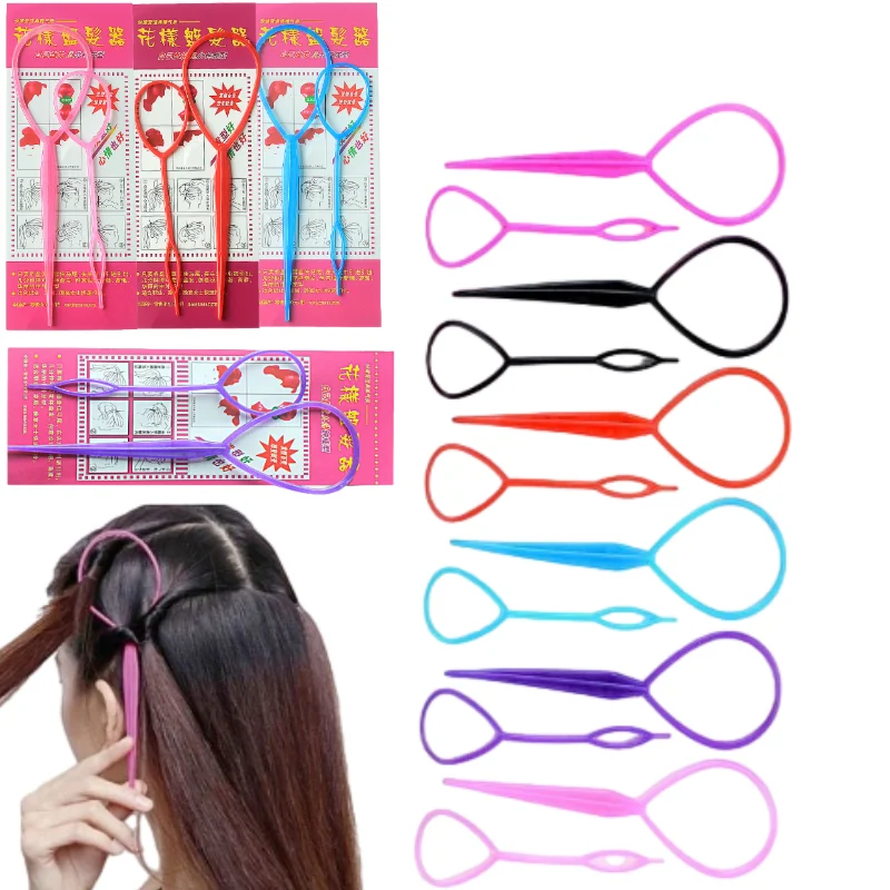 1 Set Topsy Tail Hair Styling Tools Plastic Ponytail Loop Maker Quick DIY Braiding Ponytail Creator Hair Accessory Women Girls