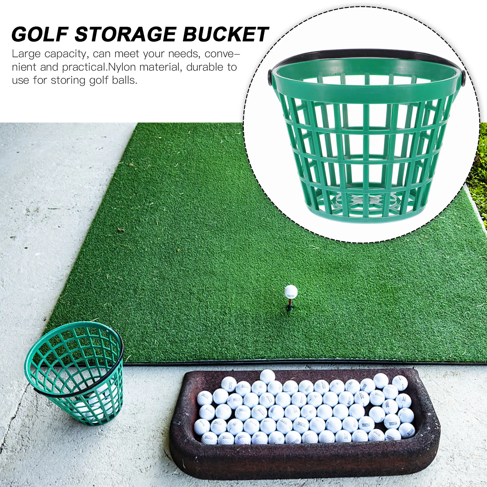 1Pcs Golf Ball Basket Durable Nylon Bucket Large Storage Outdoor Balls Container with Handle Convenient Carrying