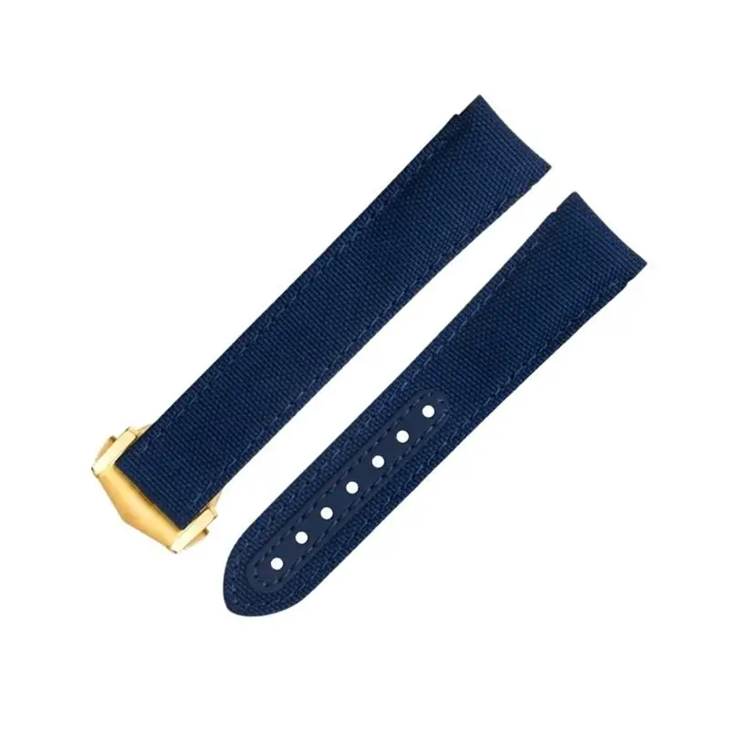 HAODEE For Omega Strap For AT150 Seamaster 300 Planet Ocean De Ville Speedmaster Curved End Watch Band 20mm Blue Line High