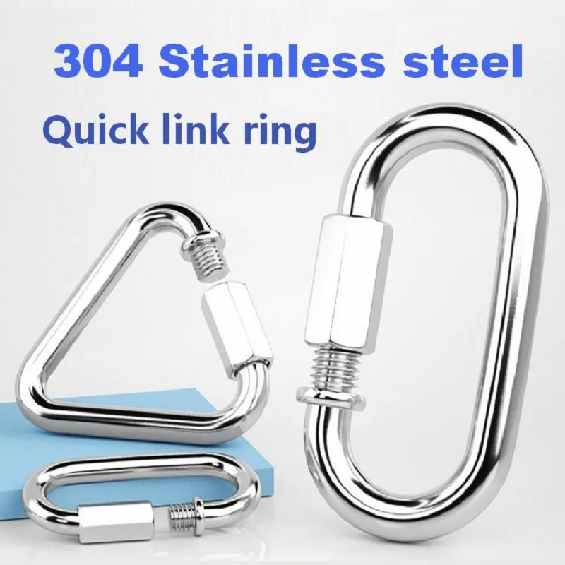 M3-M14 304 Stainless Steel Oval Locking Carabiner Clip, Quick Links, Rope Connector for Trailer, Swing, Hammocks, Cable, Camping