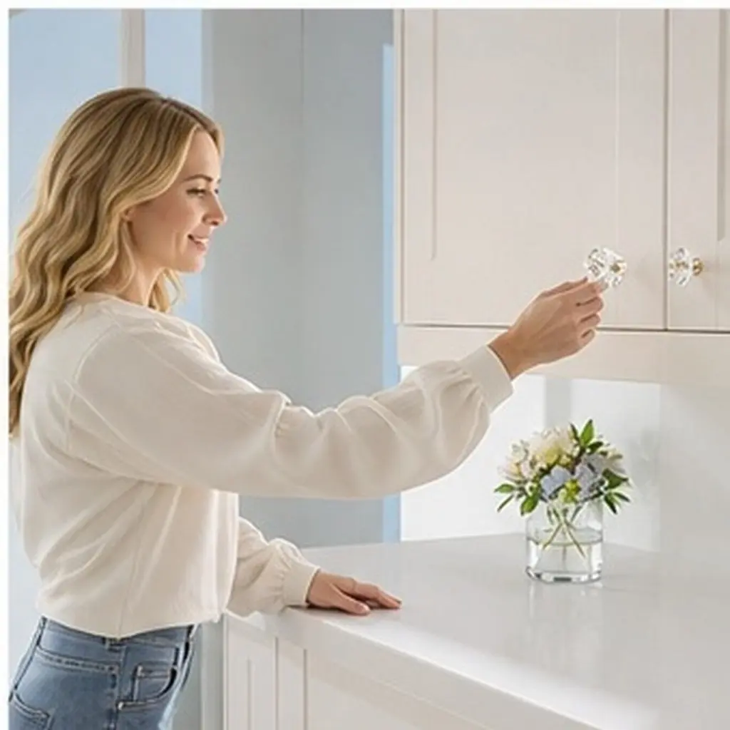 10Pcs Crystal Acrylic Drawer Handles Clear Glass Knobs for Cabinets Dressers Drawers Nursery Decor Easy Install Minimalist