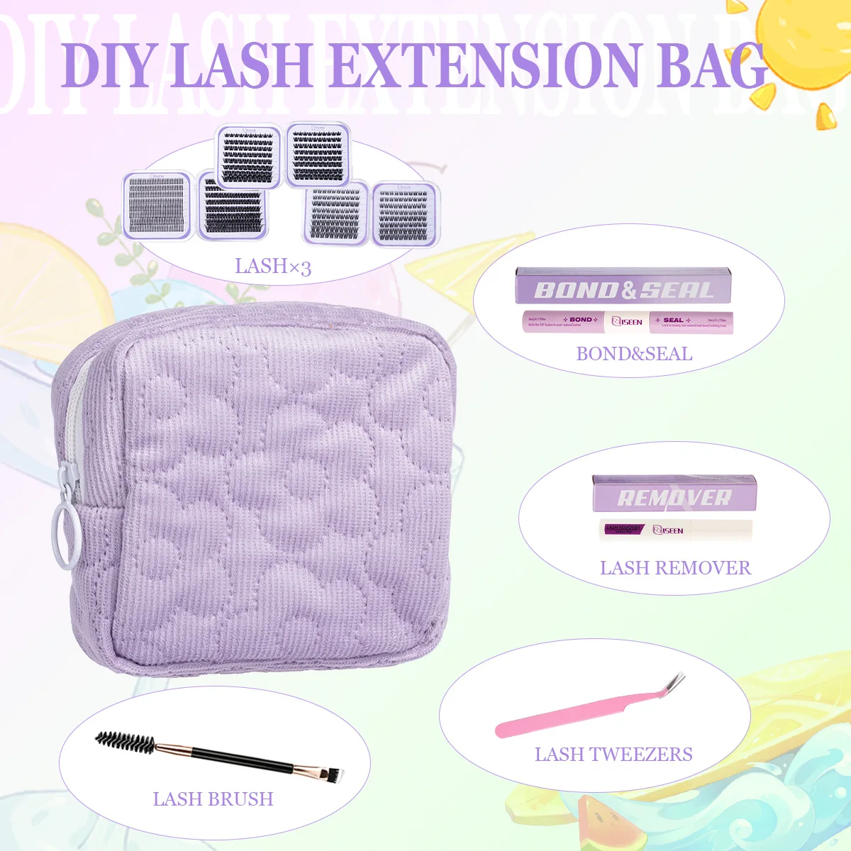 Wimperncluster-Set, DIY-Wimpernverlängerungsset mit Wimpernbindung und Dichtung, Kleberbürste, Pinzette, Wimpernbürste, Großhandel, große Packung