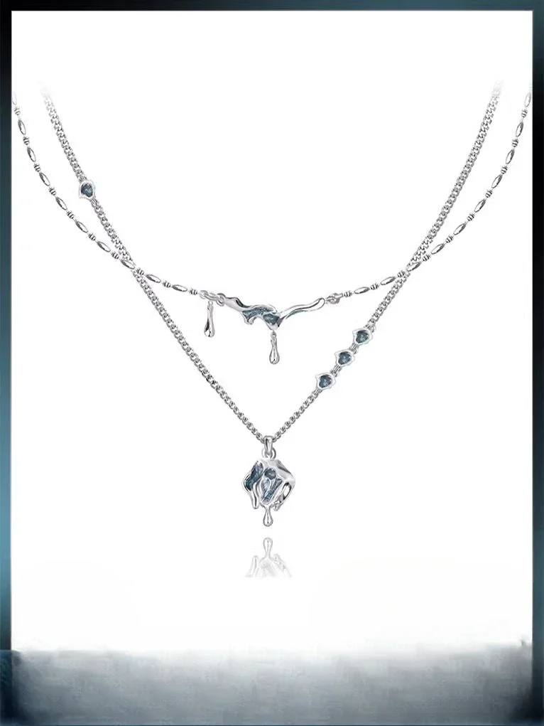 Metal molten drop love pendant necklace women's high-end sweet sweater chain