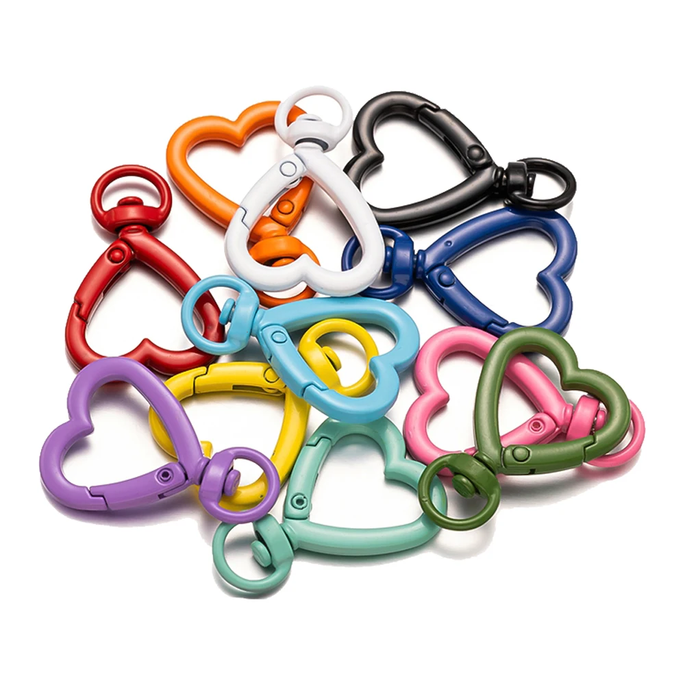 5pcs/lot Heart Colorful Lobster Clasp Alloy Keychain Keyring Hooks For Handmade DIY Key Holder Making Material Accessories