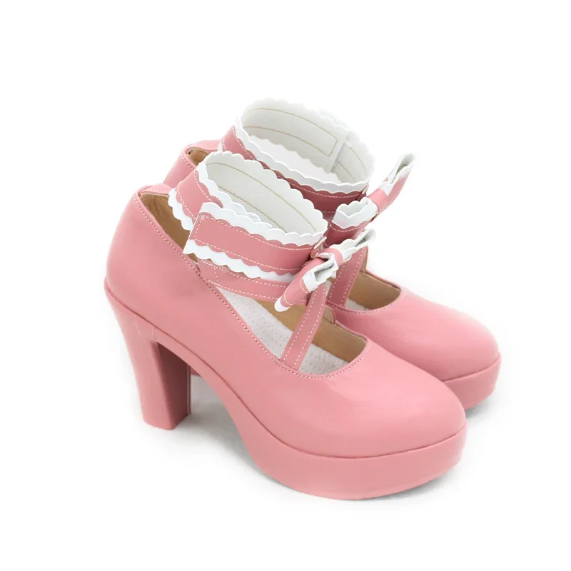 أنيمي الذي جعلني الأميرة سيا تأثيري أحذية لطيف الوردي بولي أحذية أحذية من الجلد هالوين كرنفال الأحذية الدعامة مخصص #6