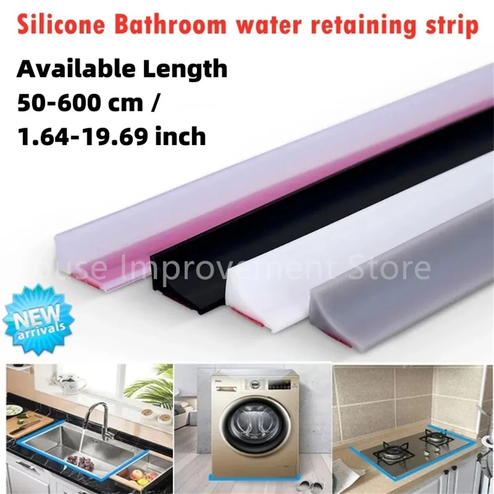 Self-Adhesive Silicone Kitchen Water Stopper Water Retaining Strip Bendable Bathroom Door Washing Machine Shower Dam Barrier