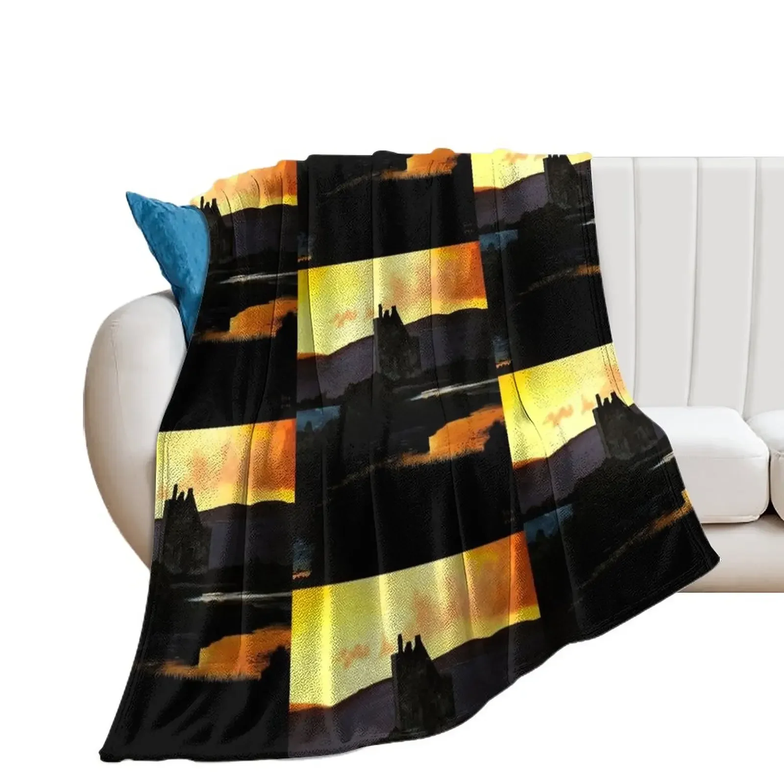 

Lochranza Castle at Dusk Throw Blanket Tourist Flannel Thin Blankets