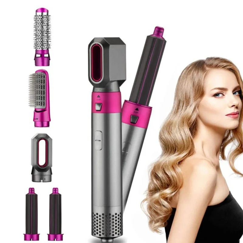 Hot Air Brush 5 in 1 เครื่องเป่าผมแปรงไอออนลบที่ถอดออกได้เครื่องเป่าผม Styler Air Culer Wand ผม Straightener แปรง Blow