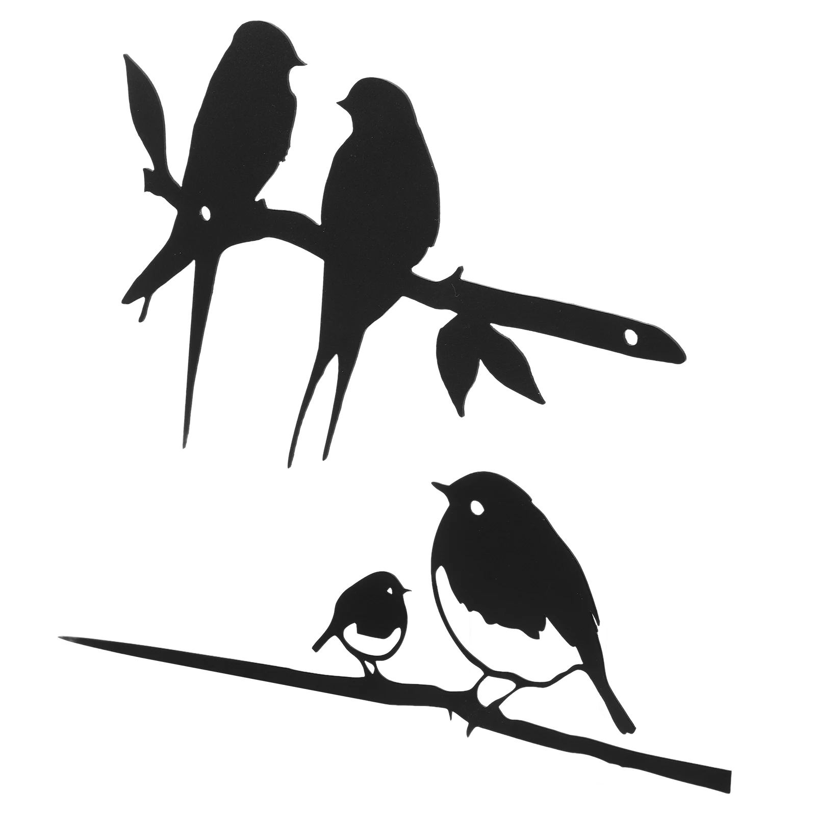 

2pcs Metal Tree Stake Decor Art Retro Wall Hanging Fence Garden Yard nament Statue Metal Bird Tree Stake Birds on Branch Art