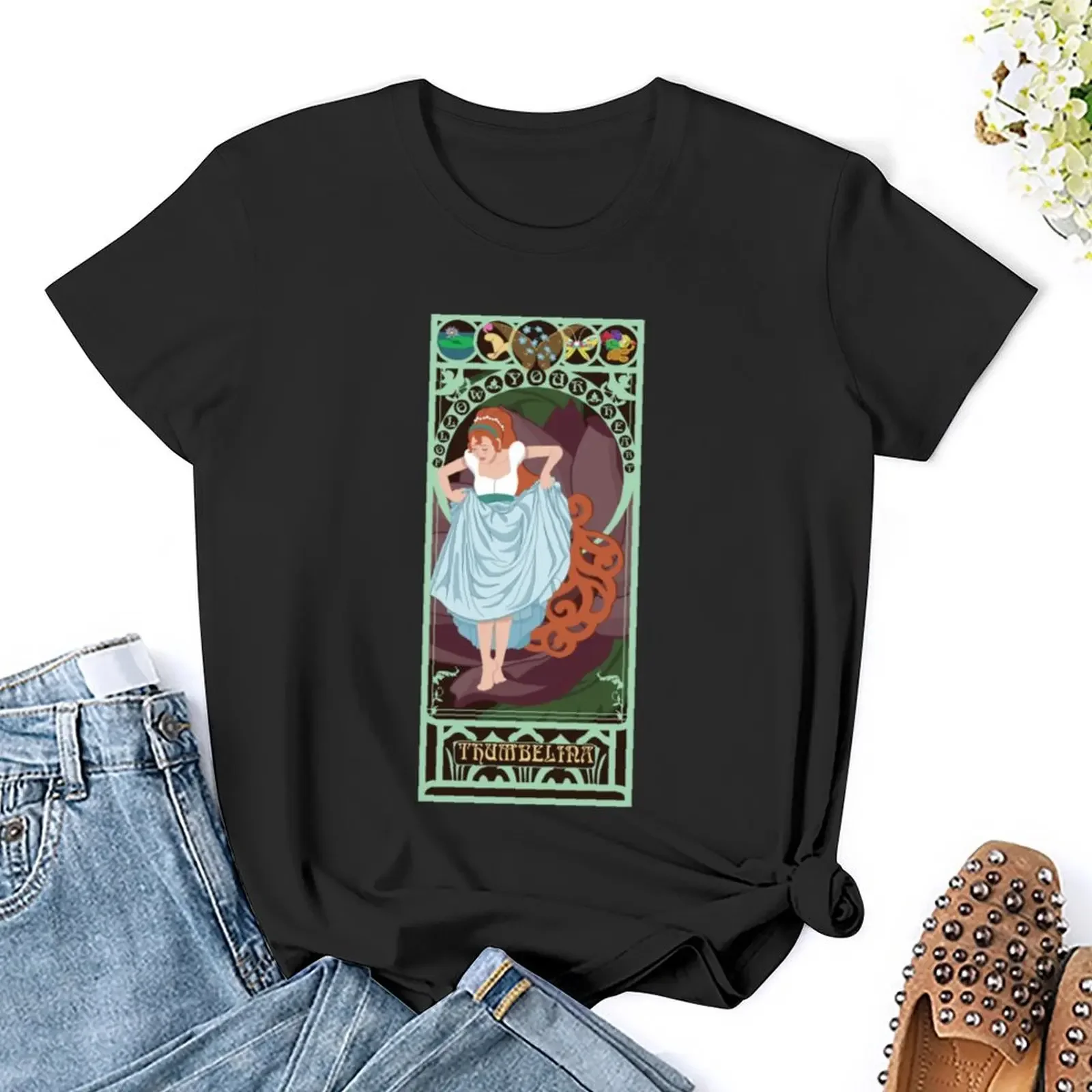 Camiseta de Thumbelina Nouveau para mujer, tops bonitos, ropa para mujer, camiseta de manga corta con gráficos