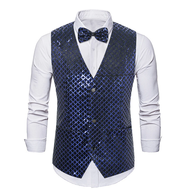 2024 New Autumn Winter Fashion Shiny Sequin Suit Vest for Men, Silver/Red/Purple  Weste Herren， Chalecos Vestir Hombre Eur Size