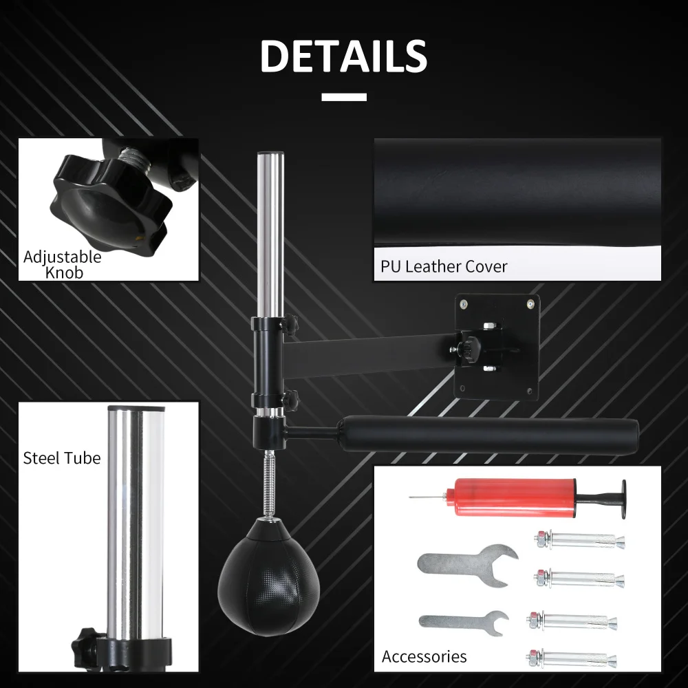 Lightweight Fast-Reflexes Speed Bag Boxing Punching Bag Wall Mount Height Adjustable, MMA, Martial Arts, and Boxing Equipment