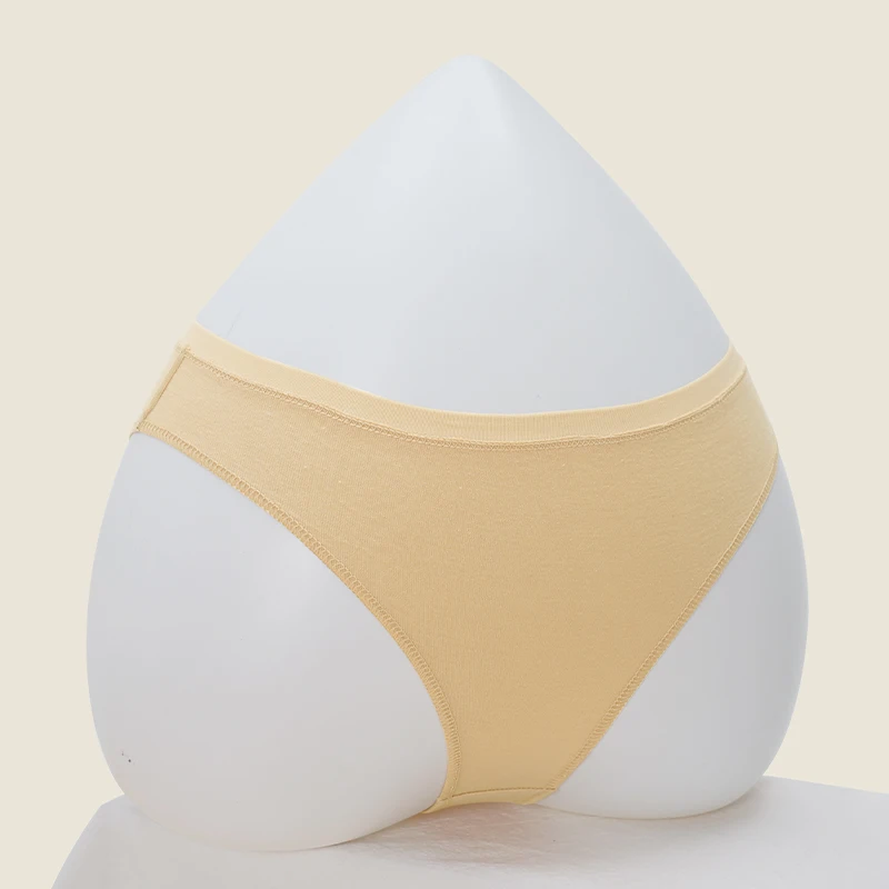 High Crotch Dance Briefs for Woman Soft Breathable Cotton Underwear Beige White Solid Short Underpants