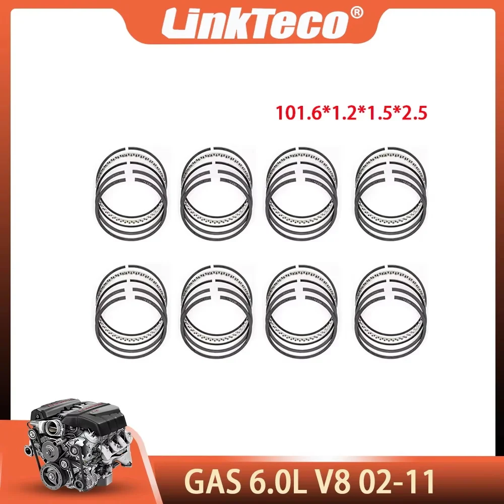 

8PCS Engine Parts Piston Ring Set Fit 6.0L V8 GAS For 02-11 CADILLAC CTS GMC YUKON CHEVROLET SSR ISUZU NPR PONTIAC G8 SAAB 9-7X