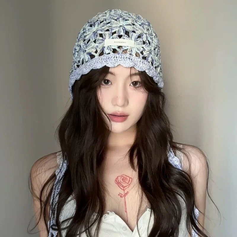 قبعات السترة النسائية الكورية اليدوية المنسوجة شرابة البوهيمي نمط الحلو لطيف المألوف تنوعا قبعات السفر الشاطئ لفتاة #3