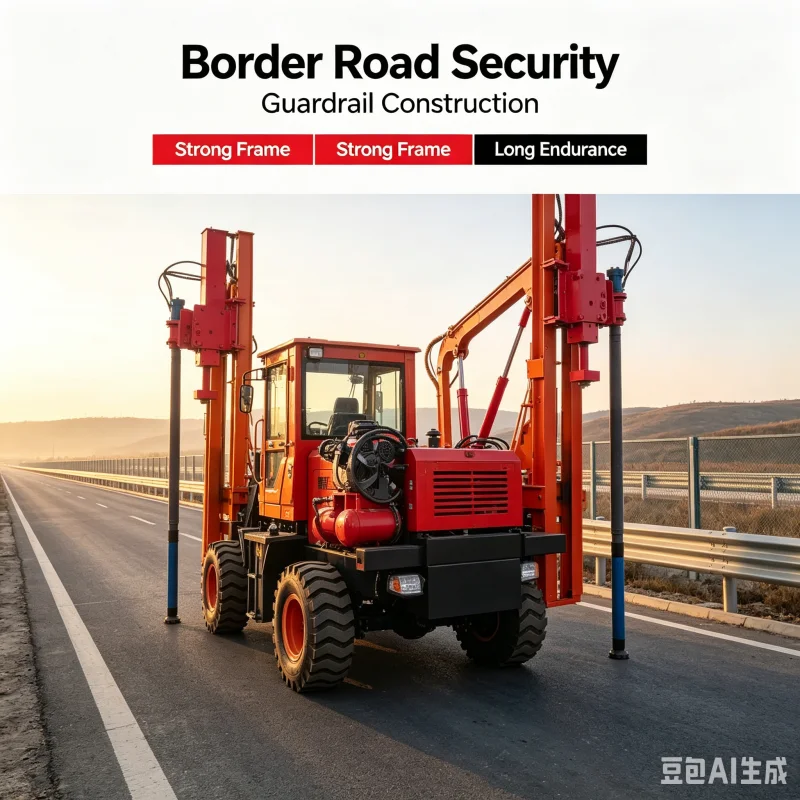 Self Propelled Guardrail Piling Machine Hydraulic Hammer Rammer For Road Safety Barrier Construction Piling Support Machine